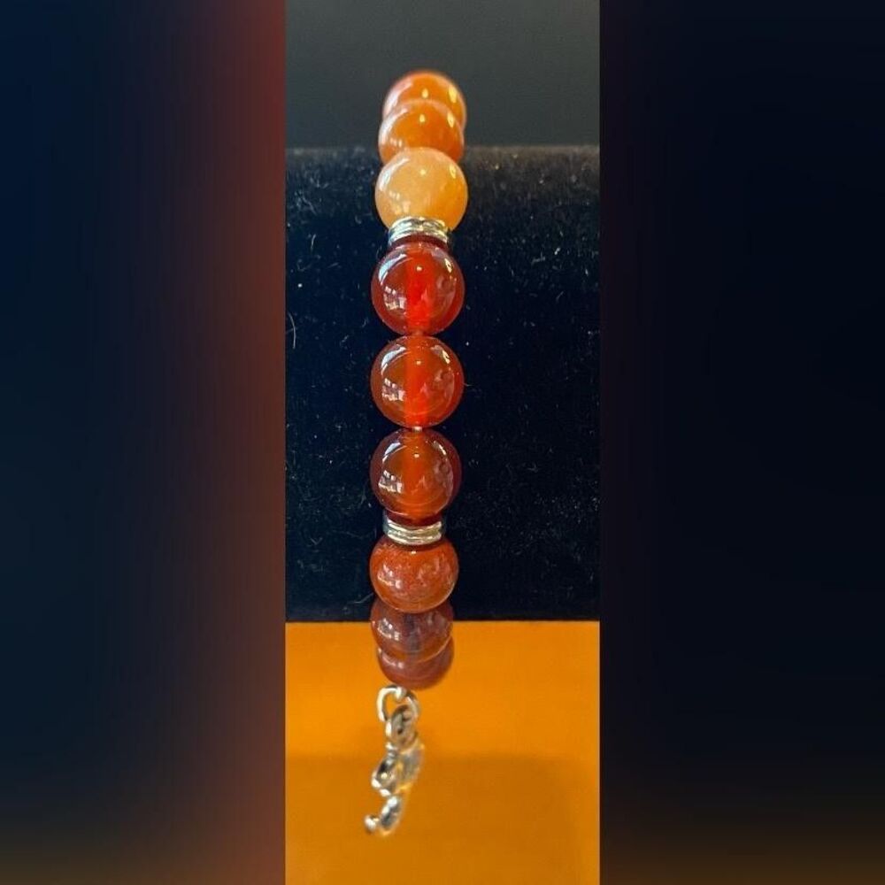 Multicolor Gemstone Beaded Bracelet Stretch Om Charm Women's Chakra Yoga Jewelry